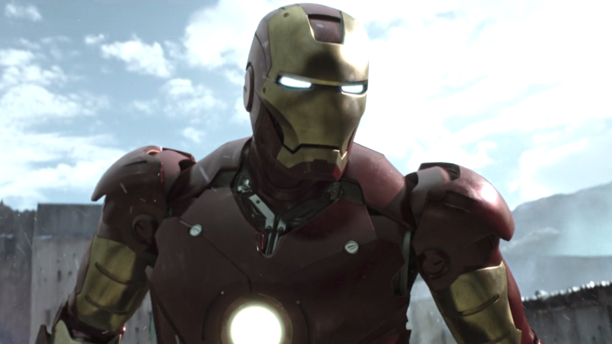 Tony Stark (Robert Downey Jr.) arrives in Iron Man.