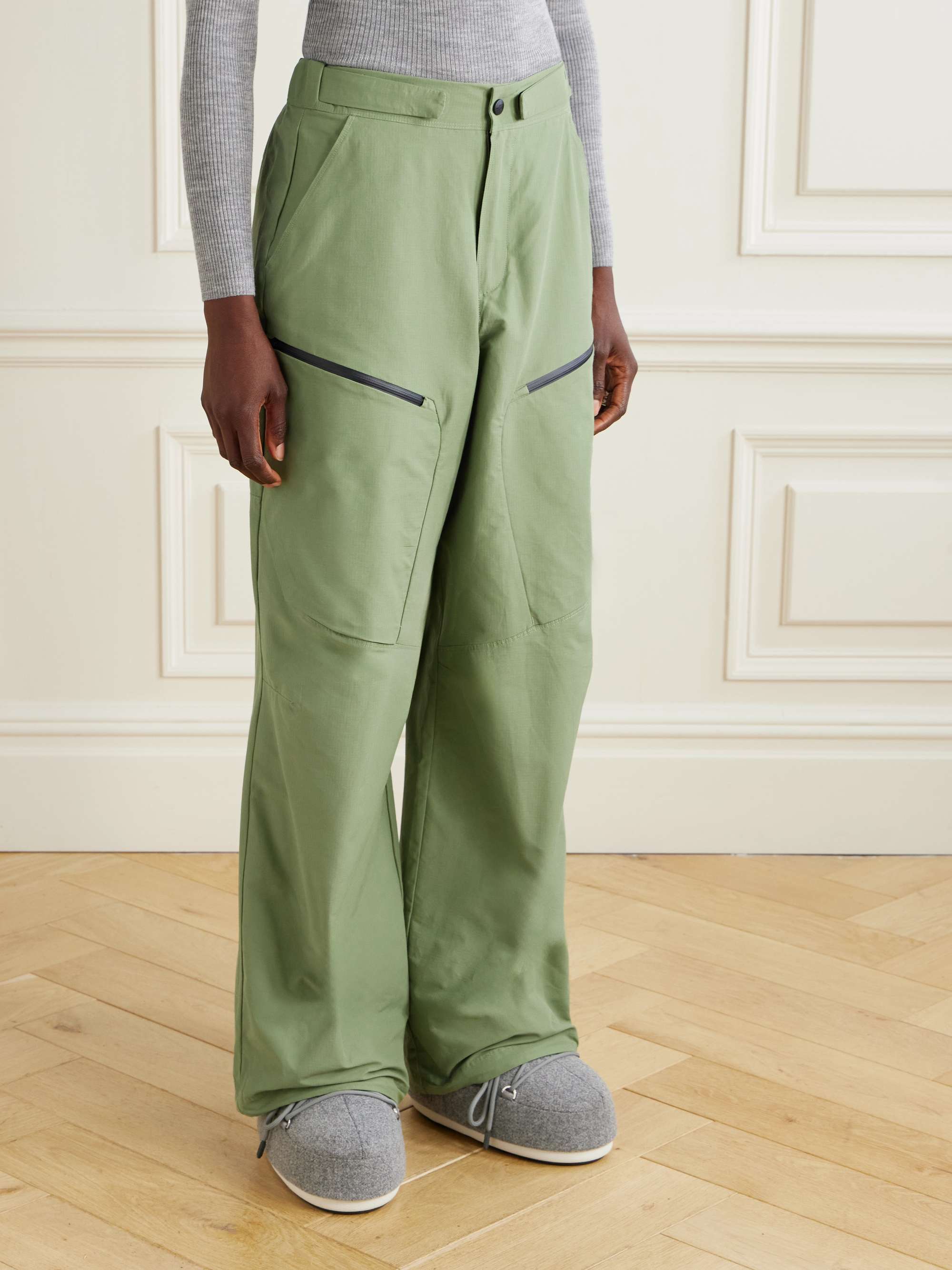 Nse Cotton-Blend Ripstop Wide-Leg Pants