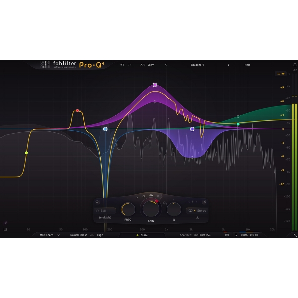 A screenshot of FabFilter Pro-Q 4 EQ plugin