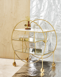 Luxe Round Bamboo Gold Drinks Trolley Bar Cart, £395 | Oliver Bonas