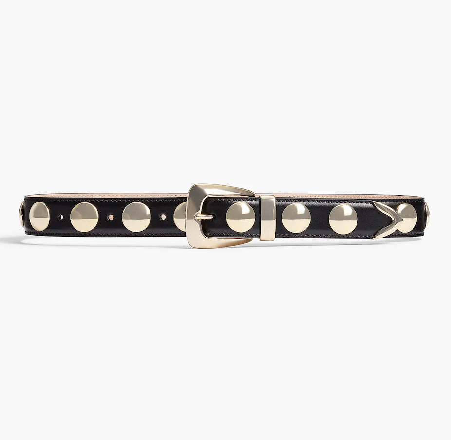 Khaite, Benny Belt With Studs in Black Leather and Gold