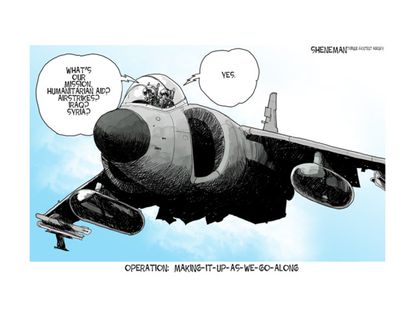 Political cartoon Iraq airstrike Syria