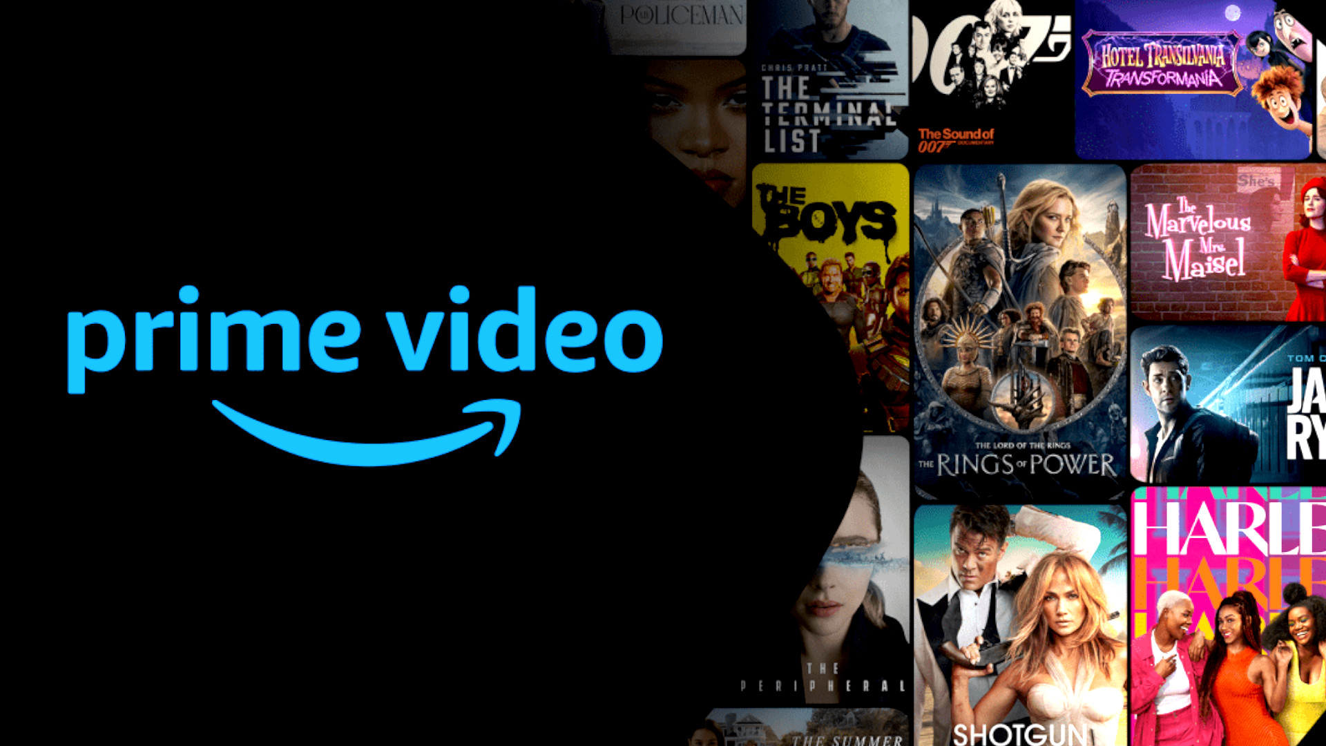 Zrzut ekranu przedstawiający kolekcję filmów i programów w Amazon Prime Video.