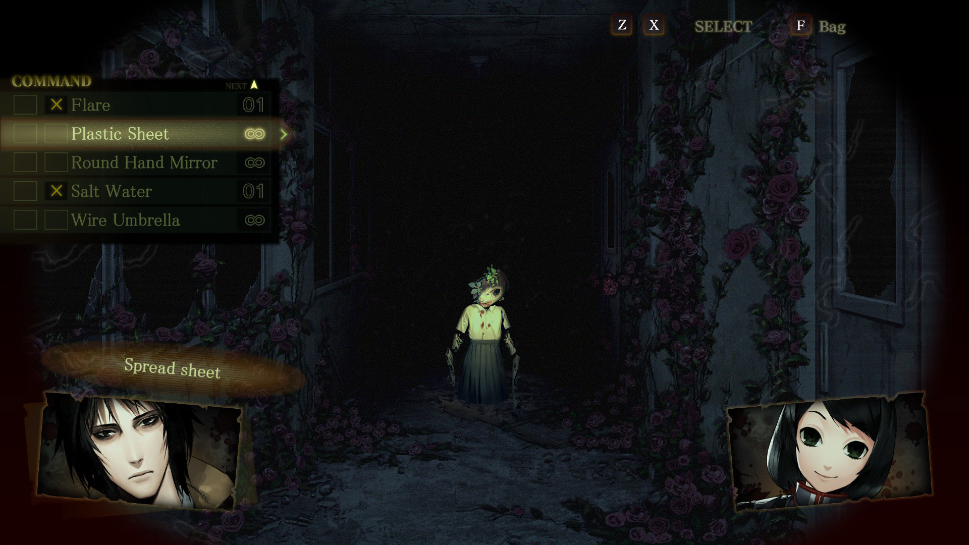 Encountering a monster Spirit Hunter: Death Mark and considering using a Plastic Sheet item