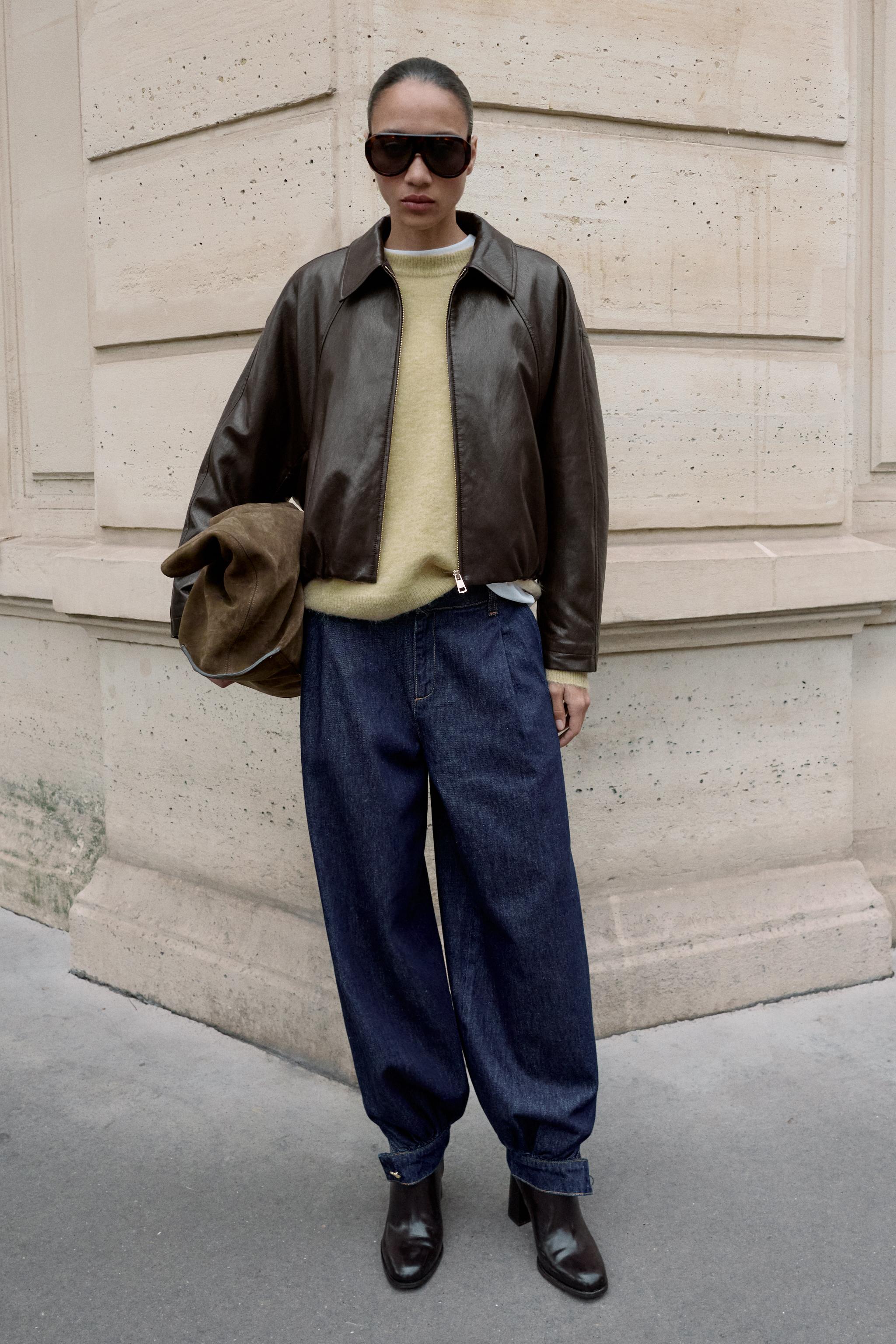 Faux Leather Bomber Jacket