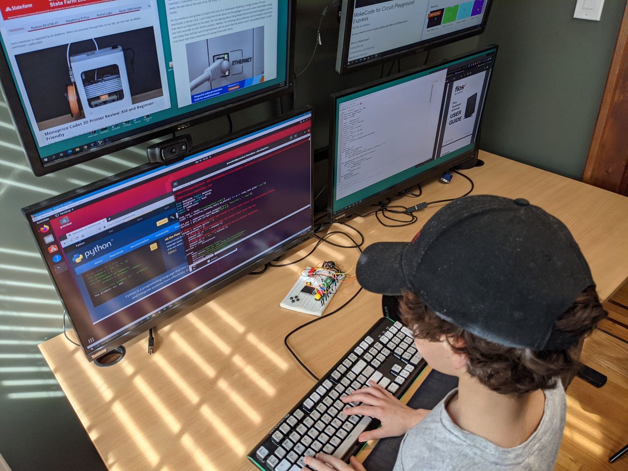 Isaac Using Linux, Coding in Python at Age 8