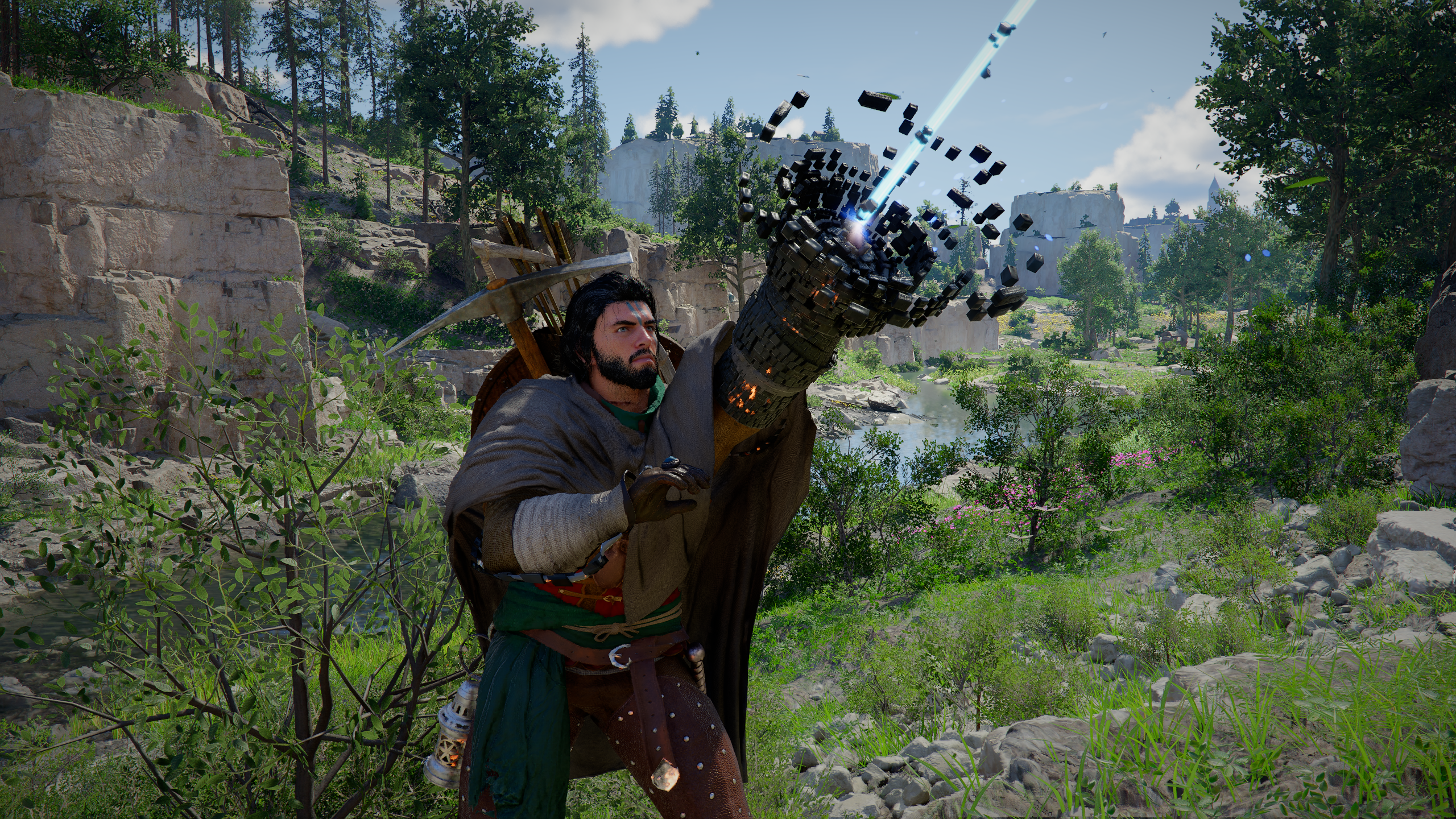 Crimson Desert: Kliff grappling onto a cliff out that's out of shot.