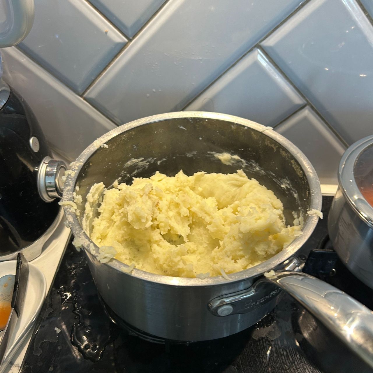 GreenPan Premiere Stainless Steel Ceramic Non-Stick Saucepan &amp; Lid Set cooking mash potato