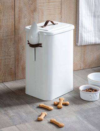 Stowell Pet Bin With Leather Handle Large Chalk