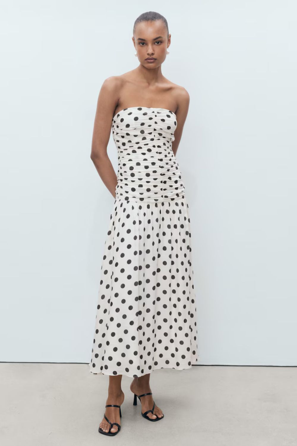 Mango Polka-dot Dress with Draped Body