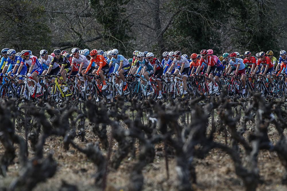 The Paris-Nice peloton in action during stage 6