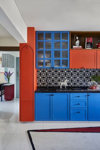 A color blocked kitchen