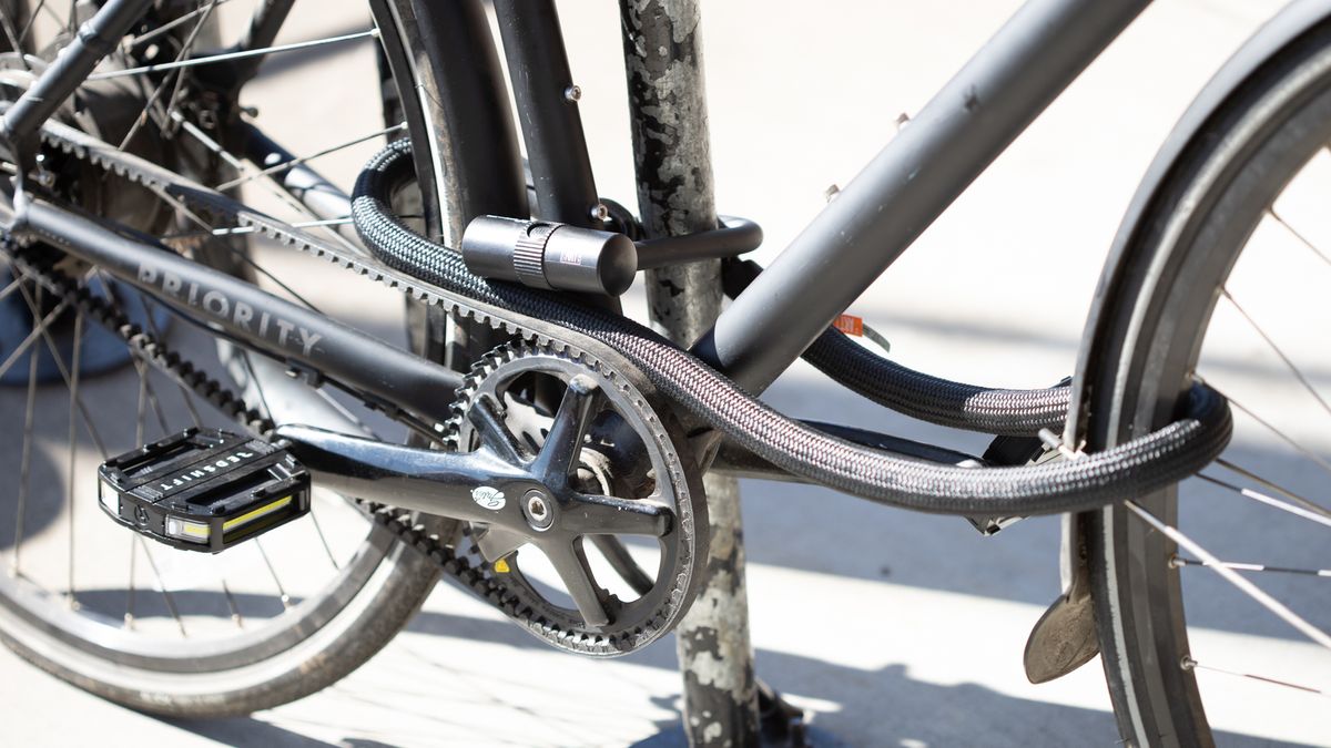 Tex-Lock bike lock around both wheels and an anchor