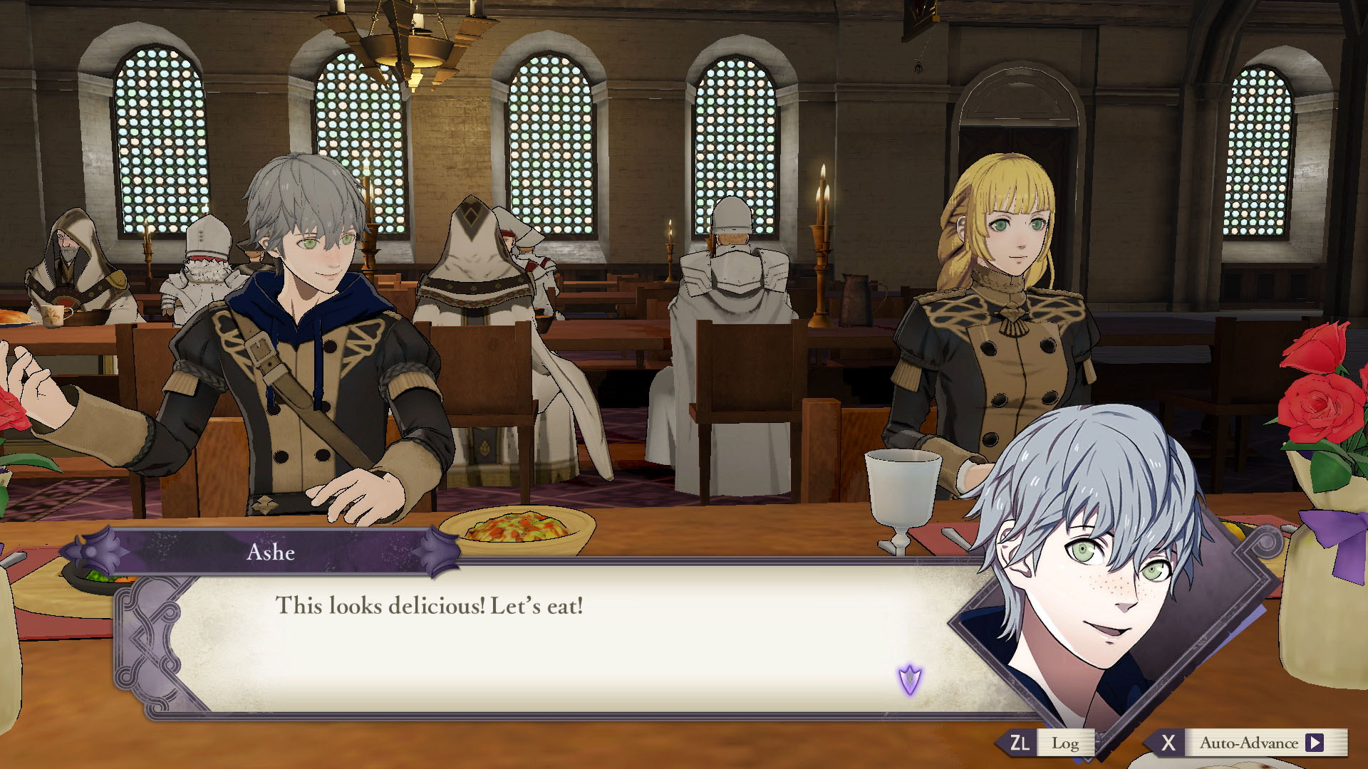 In Fire Emblem: Three Houses, Ashe and Ingrid share a meal