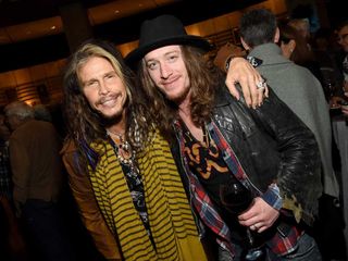 Singer-songwriters Steven Tyler and Jaren Johnston of The Cadillac Three attend the debut of the new 'Keith Urban So Far' exhibition at Country Music Hall of Fame and Museum rotunda on December 1, 2015 in Nashville, Tennessee.