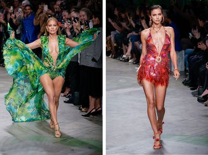 JLo walking in the Versace S/S 2020 show