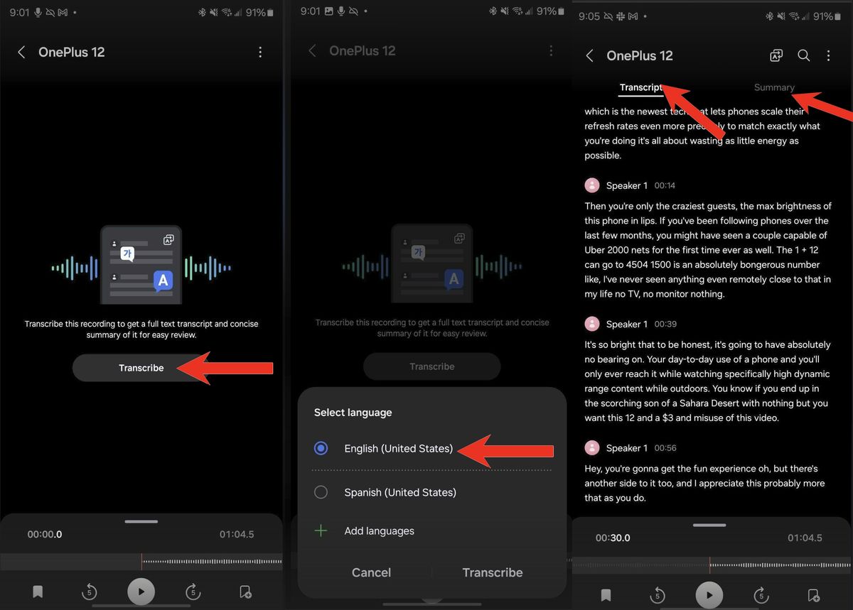 How to transcribe and summarize using Samsung Notes on the Galaxy S24