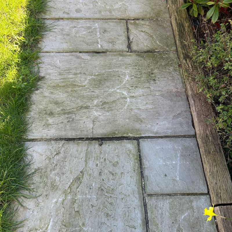 Dirty patio before cleaning
