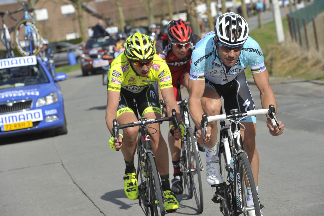 Filippo Pozzato in the winning move at the 2012 Tour of Flanders.