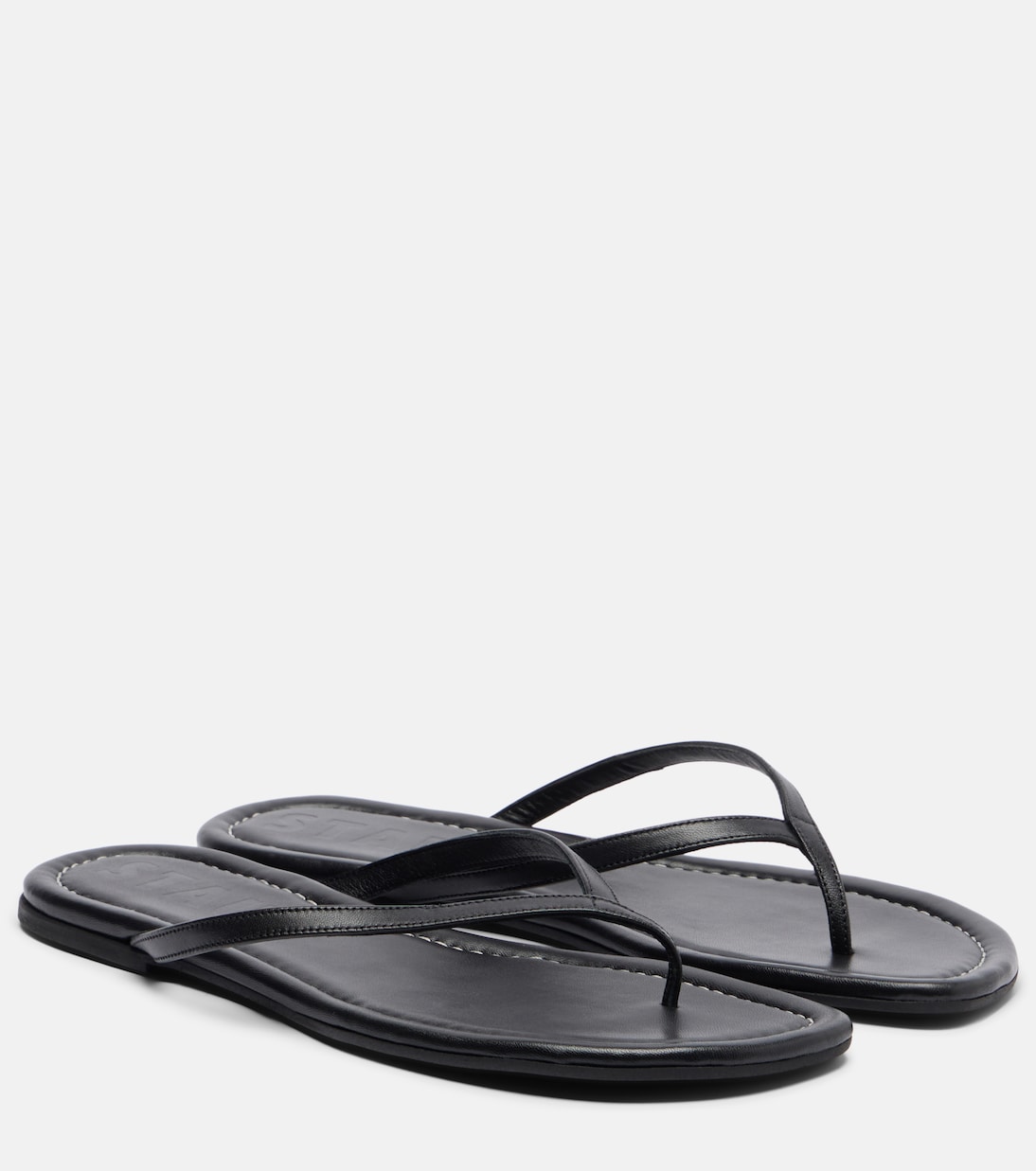 Freja Leather Thong Sandals in Black - Staud