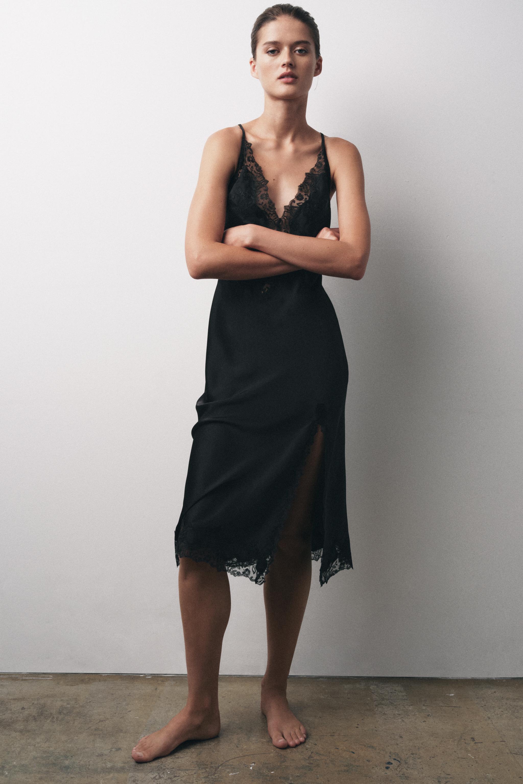 Satin embroidered lace dress