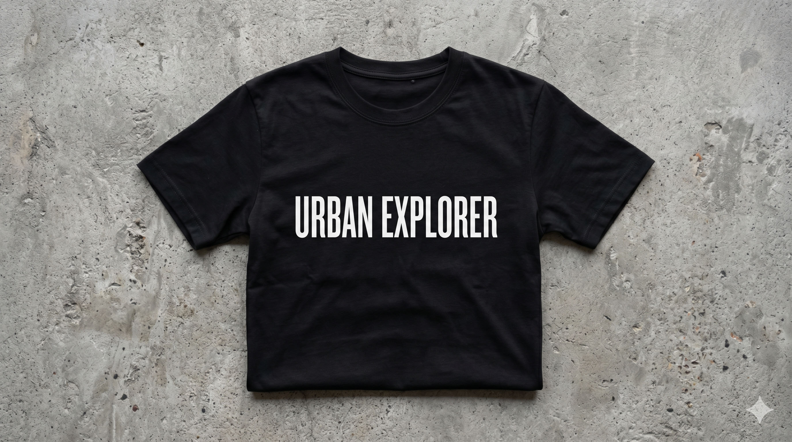 An AI-generated image of a T-Shirt with "URBAN EXPLORER" written on it.