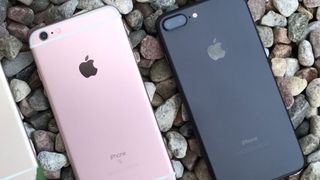 Rose gold iPhone 6s and black iPhone 7
