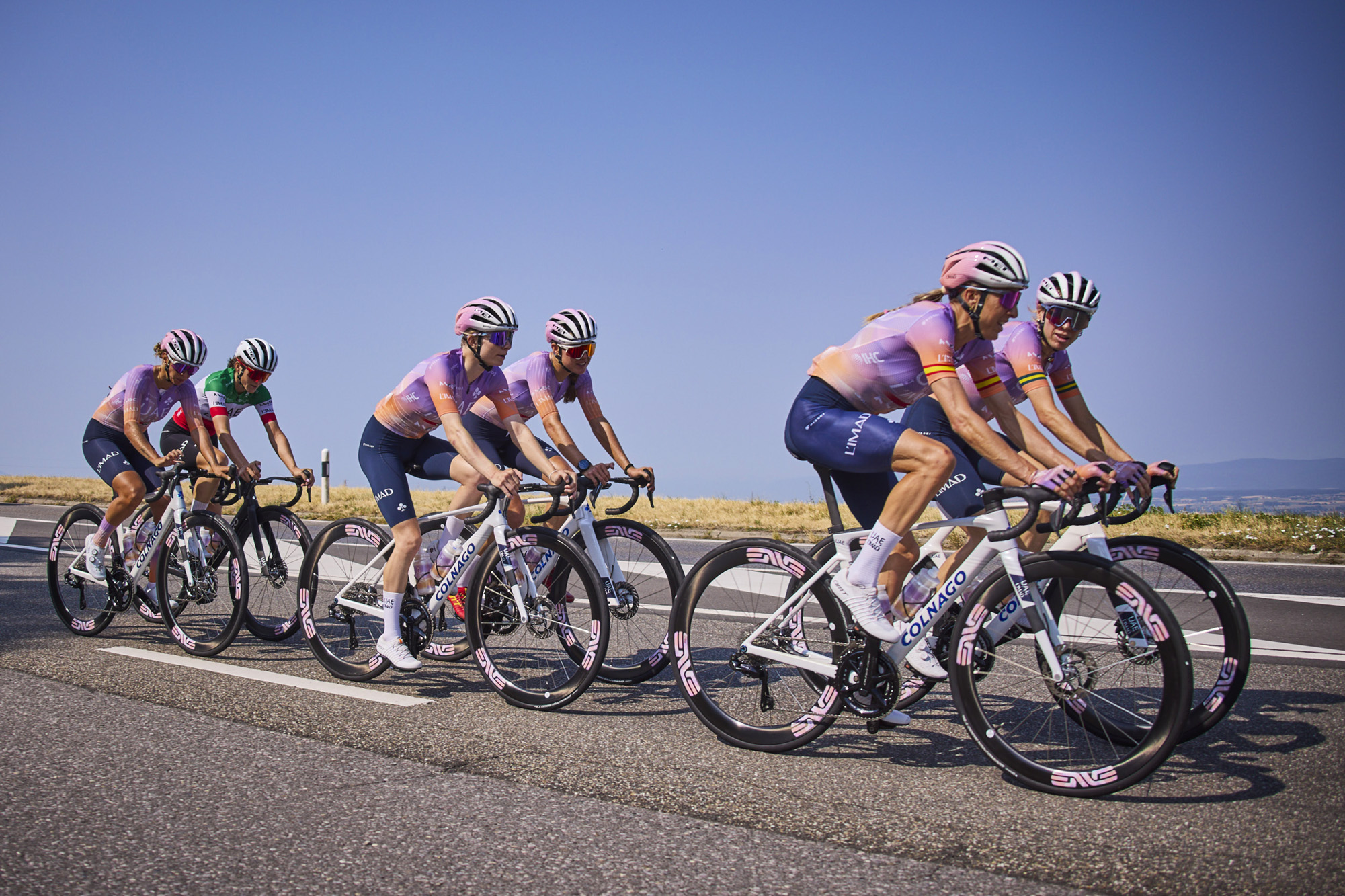 UAE Team L'IMAD train in their new kit ahead of the 2026 Tour de France Femmes' Swiss Grand D&eacute;part