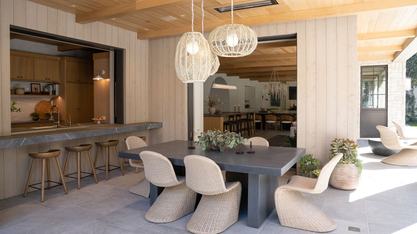 outdoor dining space with serving hatch 