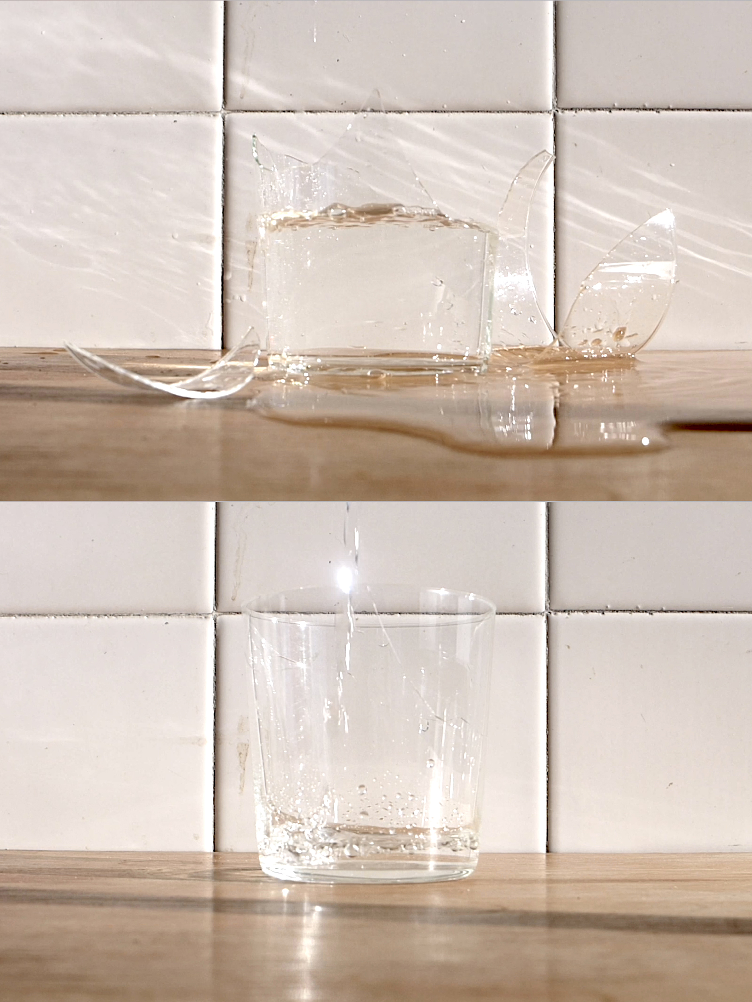 Broken glass on the floor