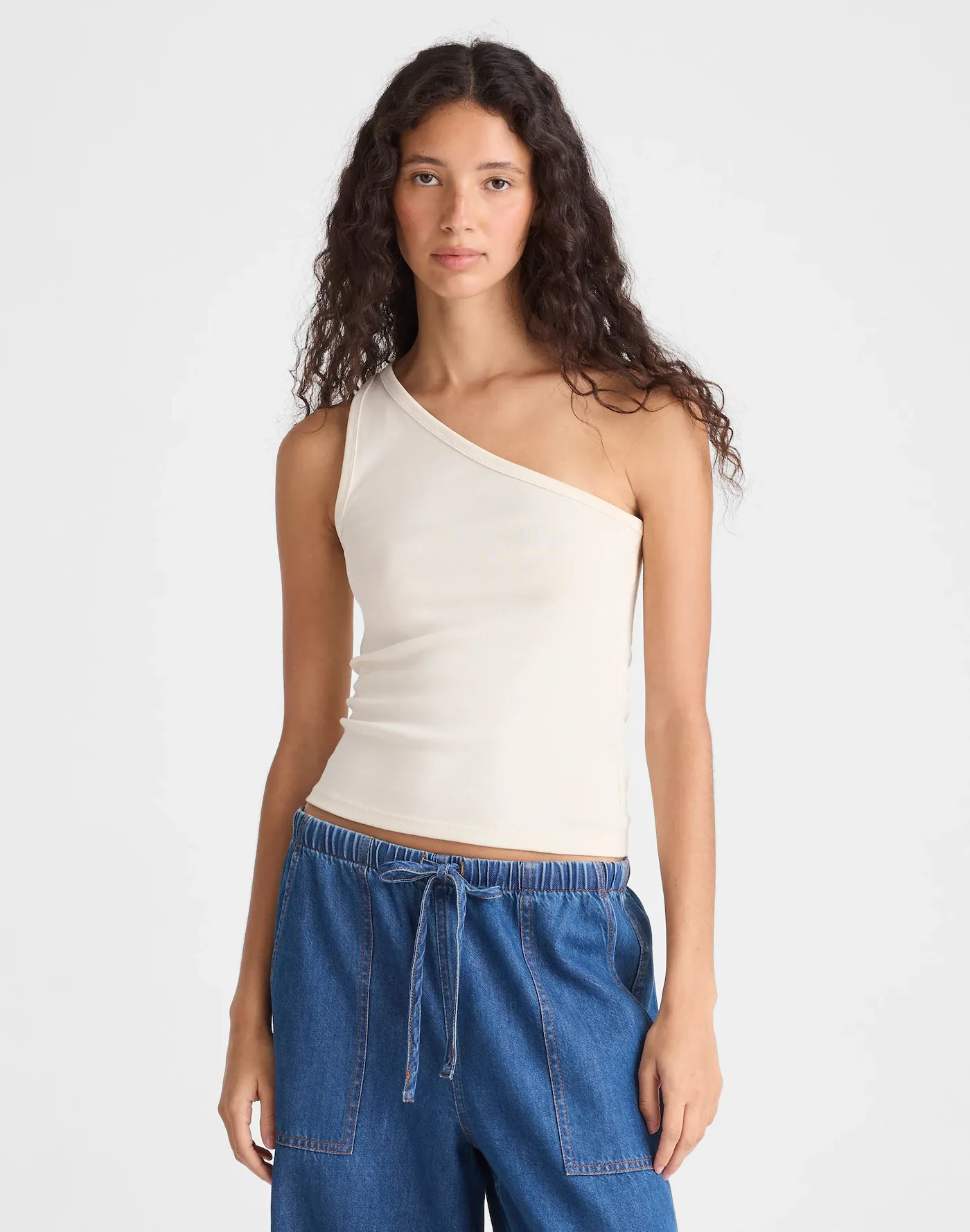 madewell, The '90s One-Shoulder Tank in Compact Cotton