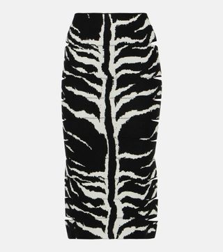 Zebra-Printed High-Rise Midi Skirt