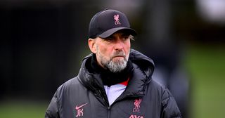 Liverpool manager Jurgen Klopp during a training session ahead of their UEFA Champions League round of 16 match against Real Madrid at Anfield on February 20, 2023 in Liverpool, England.