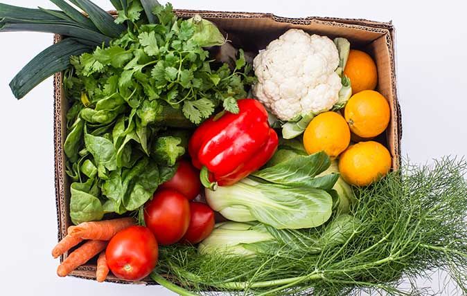 Vegetable box full of vegetables