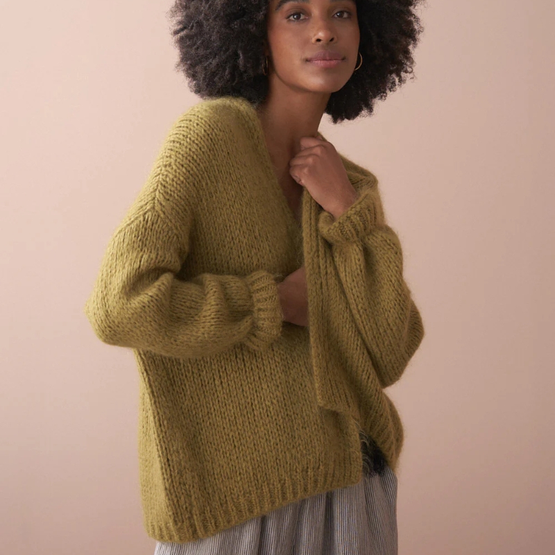 Busby & Fox, Dina Chunky Knit Cardigan - Olive