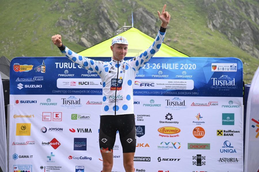 Erik Bergstr&ouml;m Frisk (Bike Aid) in the U23 jersey after stage 1 of the Sibiu Cycling Tour