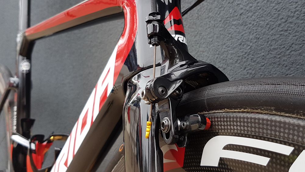 The bike runs direct mount Dura-Ace brakes