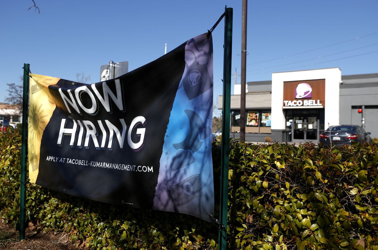 A hiring sign