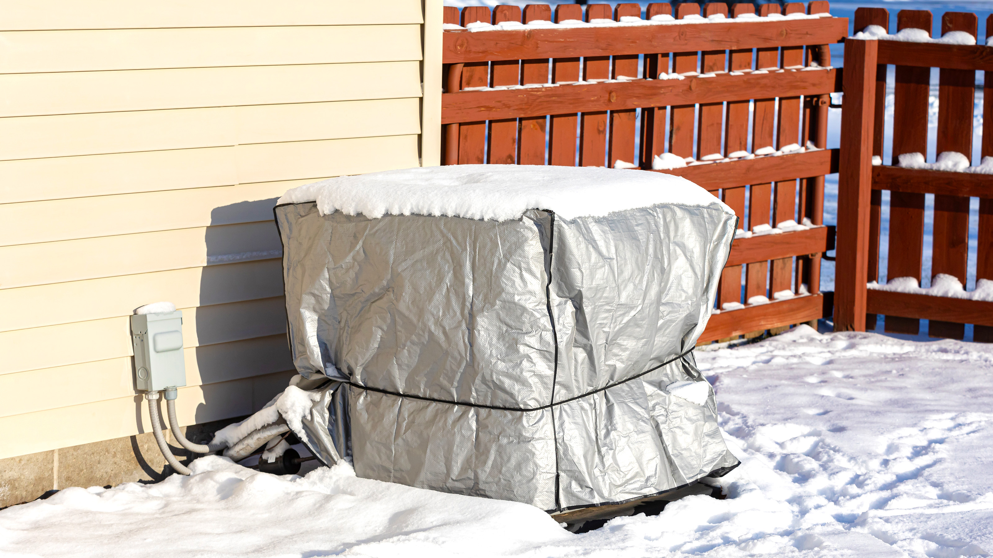 HVAC unit outside in the bad weather