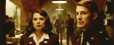 Captain America The First Avenger Peggy and Steve look at each other GIF