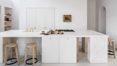 a large white kitchen island