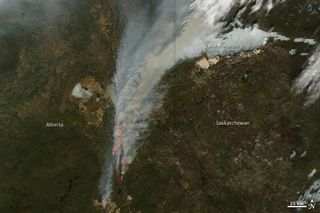 A closer view of the fires on May 16.