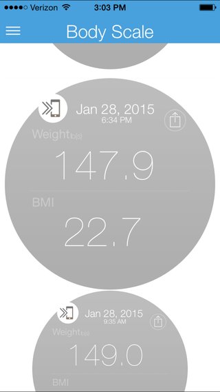 The iHealth MyVitals 2.0 app features bold graphics that make it easy to track your weight and BMI over time.