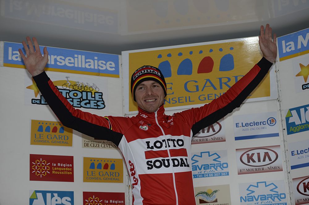 Kris Boeckmans (Lotto Soudal) leader of Etoile de Bess&egrave;ges