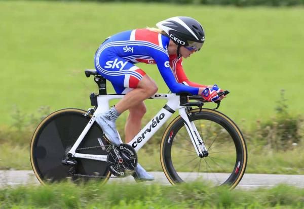 Emma Pooley (Great Britain) was pushed into fourth in the women's race against the clock