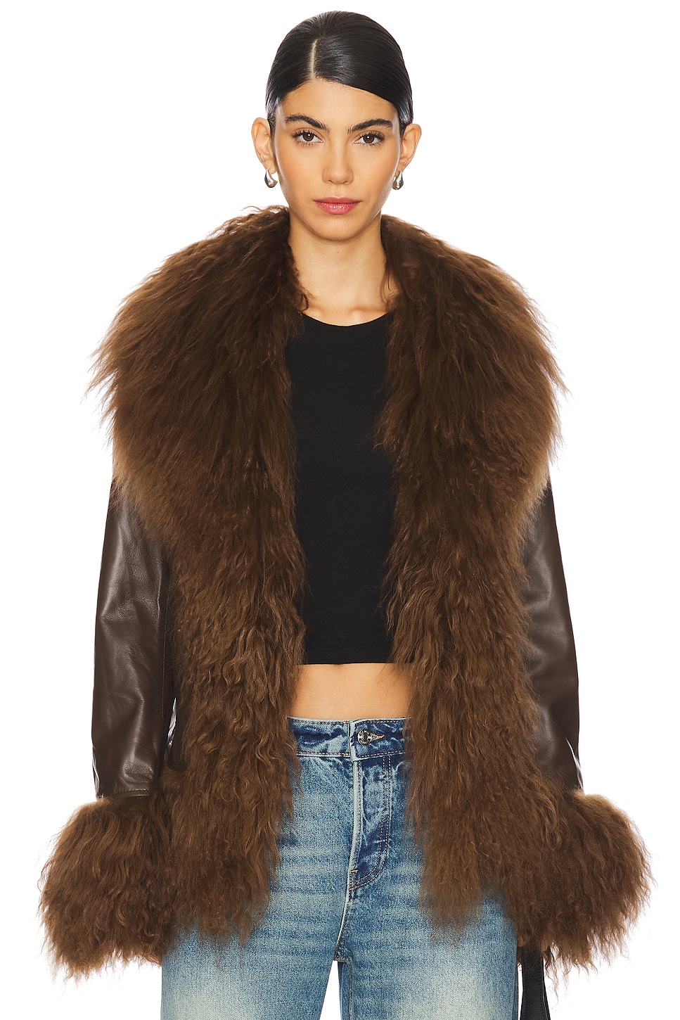 Dorothy Leather Coat With Fur Trim