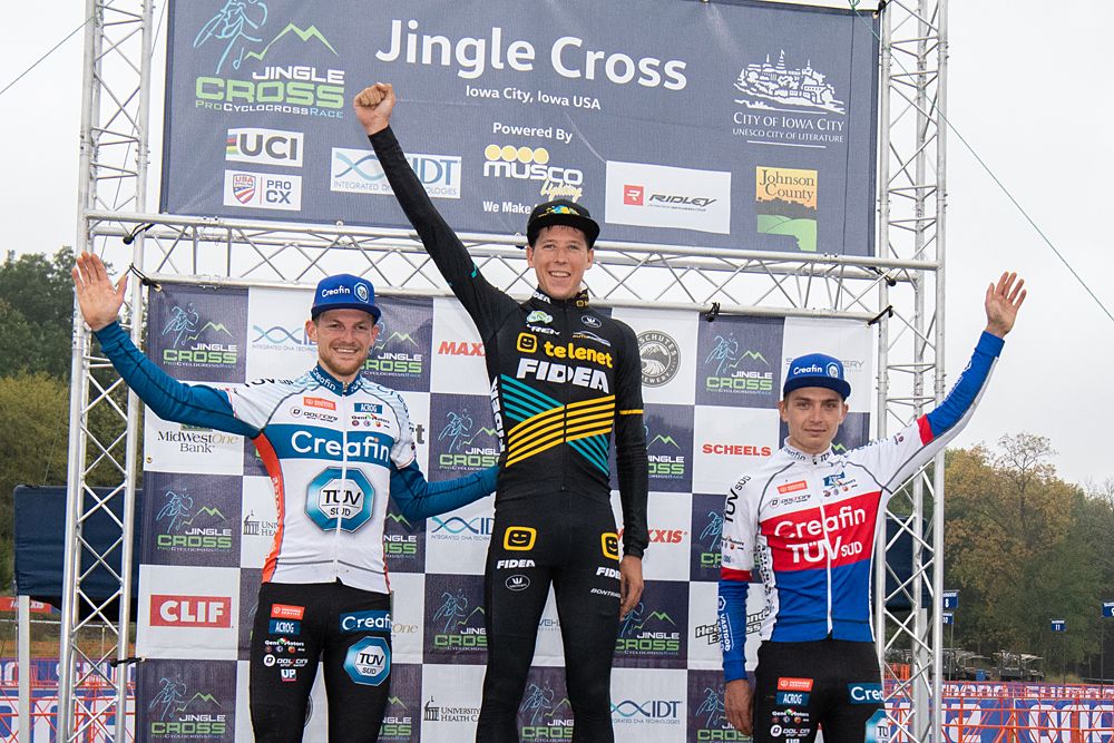 Sieben Wouters, Nicolas Cleppe and Michael Boros on the podium in Iowa