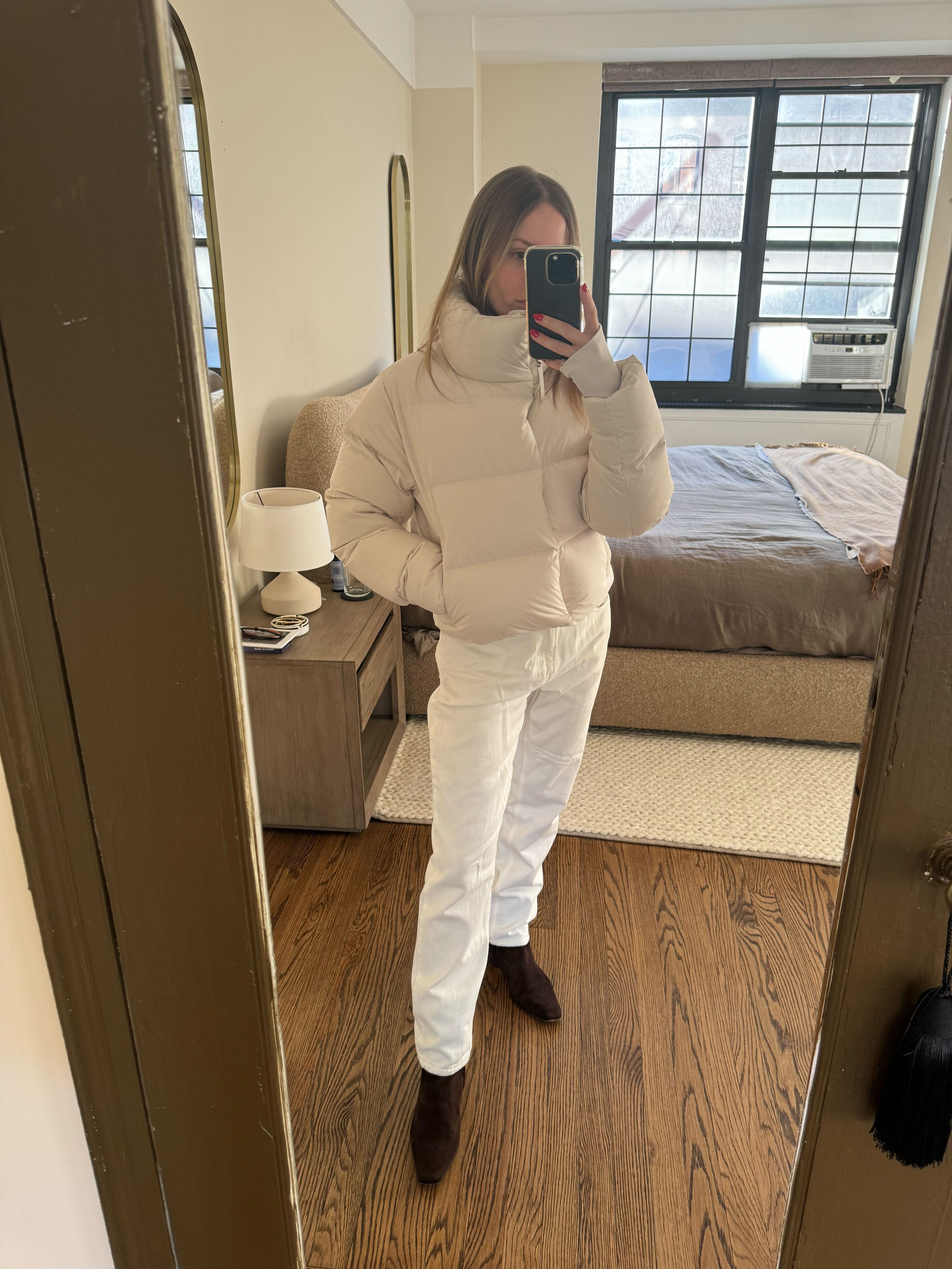 Who What Wear editors reviewing the Aritzia Super Puff.