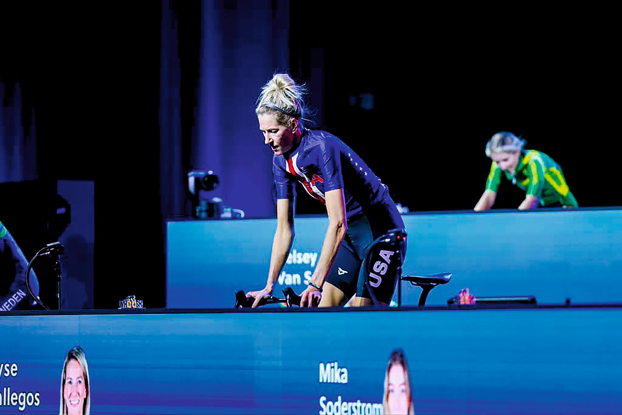 Elyse Gallegos competing in an e-race