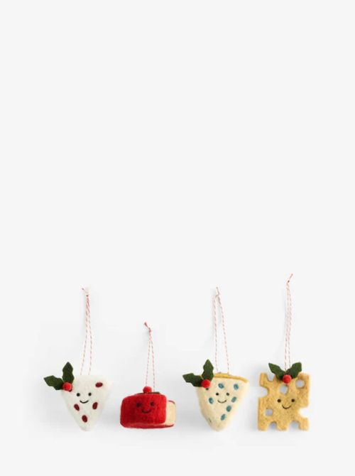 Set of 4 Cheese Felt Christmas Baubles - Size One